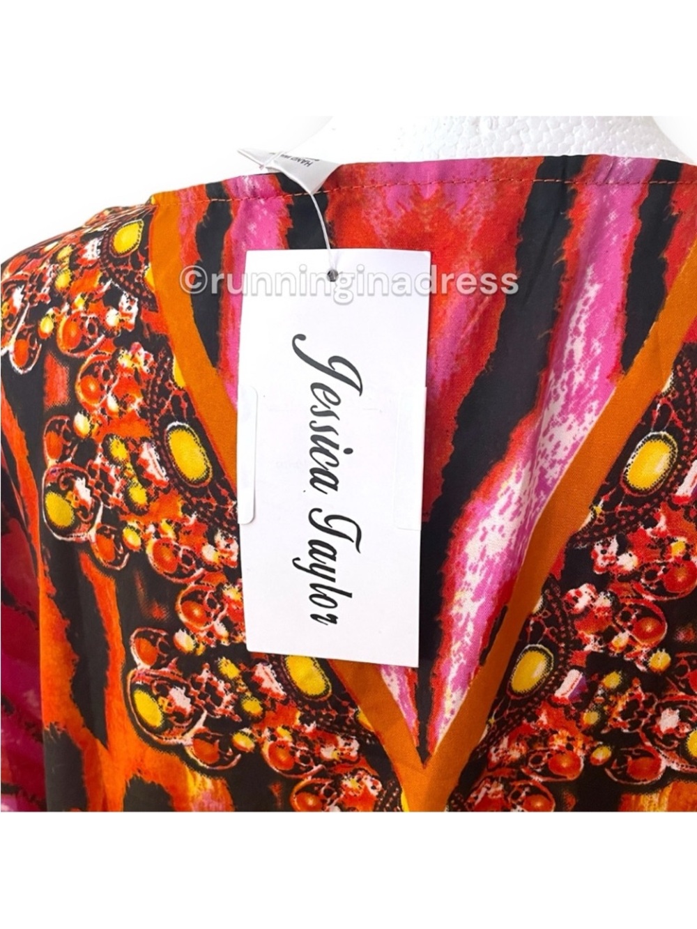 Jessica Taylor Kaftan Dress One Size NWT Animal Print Boho Maxi Beach Coverup - Picture 9 of 10